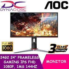 The aoc 24g2's 144 hz refresh rate, 1 ms mprt and freesync premium. Dynacore Aoc 24g2 24 Inch Frameless Gaming Ips Monitor Fhd 1080p 1ms 144hz Freesync Hdmi Dp Vga Height Adjustable Shopee Singapore
