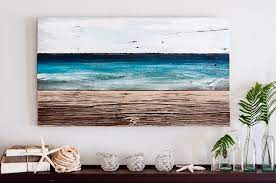 Ocean Inspired Original Painting Pallet Art Reclaimed Wood Art Wood Art