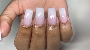 How to acrylic square finger nails shape. Milk White Short Tapered Square Acrylic Nails Youtube