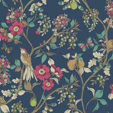 Damsen Navy Wallpaper By Albany Shared By Fabrizio Roberto Uk Www Fabrizioroberto Co Uk Custom Made Glass Mosaics And F Floral Wallpaper Designs Gold
