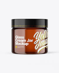 Amber Glass Cream Jar Mockup In Jar Mockups On Yellow Images Object Mockups