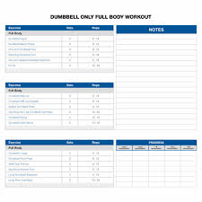 dumbbell exercises chart printable