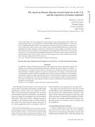 Pdf The American Dream Racism Towards Latino As In The U S And The Experience Of Trauma Symptoms