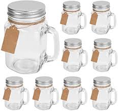 Decorative apothecary jars with lid. Amazon Com 16 Oz Glass Mason Jar With Handles 9 Pack Clear Retro Drinking Jars Mugs Smoothie Jars With Silver Metal Lids Perfect For Beverages Decoration Storage Party Favors Tags And Twine String As Gifts Home