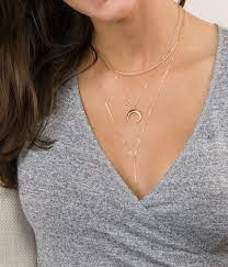 Upside Down Moon Necklace The Crescent Necklace In Gold Etsy Moon Necklace Layered Necklace Set Crescent Necklace