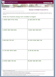 New Worksheets Available 4th Grade Order Four Fractions Easy From Smallest To Largest Ccss Math Content 4 Nf A 2 Fractions Fractions Worksheets Ccss Math