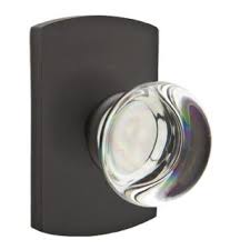 A:the locking mechanism is a pushpin. Emtek C720pcmb Medium Bronze Providence Crystal Privacy Door Knob With Cf Mechanism And Sandcast Bronze Rosette Handlesets Com