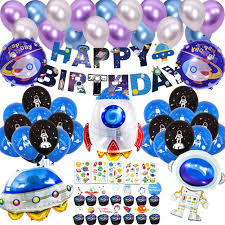 Sign up for free today! 66pcs Outer Space Birthday Party Supplies For Kids Universe Space Theme Party Decorations Solar System Happy Birthday Banner Cupcake Toppers Rocket Astronaut Balloons Planet Galaxy Themed Party Decor Buy Online In India