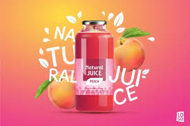 Peach Juice Ad With Gradients And Lettering Juice Ad Peach Juice Fruit Packaging