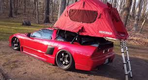 The yakima baseclips are specifically engineered for a vehicle and has protective rubber. This Acura Nsx Will Be Driven Across The Usa With A Roof Box Tent And A Matching Trailer Carscoops
