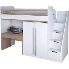 200 cm x90 cm höhe 160 cm. Polini City Hochbett Mit Matratze Treppe Schrank Und Tisch Macchiato Polinikids
