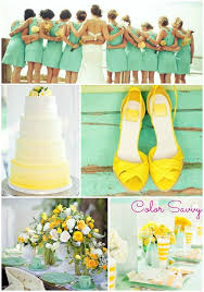 Mint And Yellow Wedding So Pretty Something To Think A Bout I Like The Mint Bridesmaids Dresses With Images Yellow Wedding Wedding Colors Summer Wedding Colors