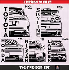 Japan Car Design, Supra Mk4 , Skylıne R34 R35 , Ae86 Gt , Lancer Design Svg  Png Dxf Eps - Etsy