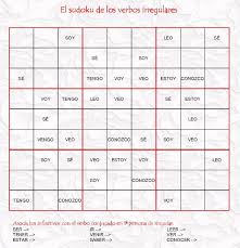 Sudoku De Verbos Irregulares Pero Leer No Es Verbo Irregular Aprender Espanhol Verbos Regulares Espanhol