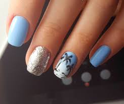 Blue Nail Art Blue Summer Nails Foil Nail Art Manicure 2018 Marine Nails Original Nails Palm Tree Nail Art Summer Tree Nails Palm Tree Nails Beach Nails