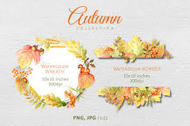 Maple leaf border background psd in orange watercolor autumn season. Watercolor Autumn Leaves Wreath Fall Frames Border Clipart 902435 Elements Design Bundles