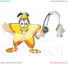 Illustration of a fishing pole in water. Clipart Picture Of A Star Mascot Cartoon Character Holding A Fish On A Fishing Pole By Toons4biz 17461