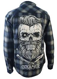 Certains types de chemise bucheron peuvent afficher jusqu'à 5 couleurs différentes, alors que d'autres n'en comportent que trois. Chemise Homme Bleue Et Grise De Style Bucheron Darkside
