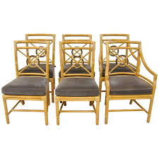 A very accurate model of a wicker armchair. Set Of Six Target Back Rattan Chairs By Mcguire At 1stdibs