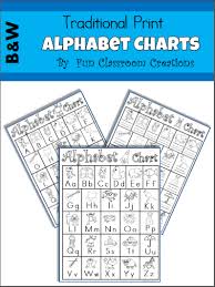 Alphabet chart (black & white). Alphabet Charts Black And White Traditional Print Made By Teachers