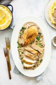 Creamy Mushroom Chicken Recipe Chicken Dinner Recipes Stuffed Mushrooms Easy Chicken Recipes
