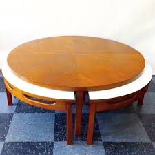 Many even raise to in between lap heights. Vintage Coffee Table With 4 Laminate Topped Hideaway Tables Nvision Cincinnati Handmade Vintage Clothing Art Furniture