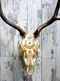 Denim Bone Denim Bone Painted Deer Skulls Deer Skulls Antlers Decor