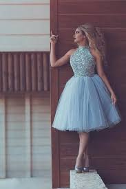 Beading Short Prom Dress 2017 Robe De Soiree Sparkly High Neck Party Dress 8 Grade Graduation Dresses Little Ball G Homecoming Dresses Dresses Short Prom Dress