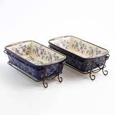 Temp Tations Set Of Two Floral Lace 1 7 Quart Loaf Pans Temp Tations By Tara In Blue Temptations Bakeware Plate Design Floral Lace