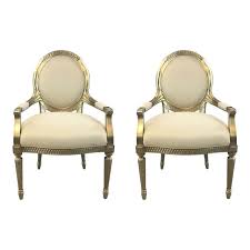 Available in queen, king and california king. Caracole Transitional Gilded Arm Chairs Pair Chairish