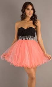 Short Poofy Black Coral Homecoming Dress Pleated Bodice Empire Homecoming Dresses Coral Homecoming Dresses Dama Dresses