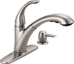 Kitchen bathtub faucets menards faucets from bathroom faucets menards, image source: Single Handle Pull Out Kitchen Faucet With Soap Dispenser 16736 Sssd Dst Delta Faucet