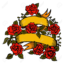 This book has a good selection of classic tattoo designs, and i would consider it a good value for the price. Ribbon With Roses Vector Template Old School Classic Tattoo Design Royalty Free Cliparts Vectors And Stock Illustration Image 69363220