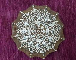 Tampon En Bois De Motif Mandala Henne Timbre Timbre De Tissu Bloc D Impression Bois Sculpte A La Main Indien Fabric Stamping Hand Carved Wood Stamp Carving