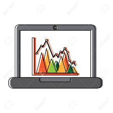 Laptop Computer Screen Wit Financial Business Chart Graph Vector