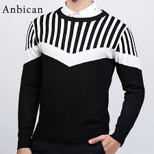 Black And White Striped Sweater Mens Click To Buy Anbican Fashion Black And White Knitted Sweater Men 2017 Autumn Brand New Mens Sli Long Sleeve Tshirt Men Black Long Sleeve Sweater Sweaters
