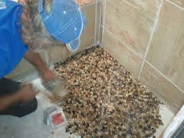 Pebble Floor In New Shower Pebble Floor Bathroom Flooring Epoxy Floor