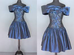 80 S Prom Dress 80 S Midnight Blue Taffeta Beaded Prom Dress 80 S Party Dress By Vintagepromandparty On Etsy 80s Party Dress 80s Prom Dress 80s Dress