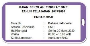 Pin on dokumen dan aplikasi xlsx pendidikan. Soal Ujian Sekolah Online Bahasa Indonesia Smp Mts Tahun Pelajaran 2019 2020 Didno76 Com