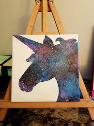 Unicorn Head Silhouette Acrylic Painting Unicorn Painting Unicorn Wall Art Galaxy Painting You can use these model for environment objects like horror games. pinterest