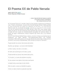 Desde el 11 hasta el 20 de un total de 68 poemas de pablo neruda. El Poema Xx De Pablo Neruda Poesia Rima