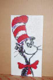 Cat In The Hat Perler Bead Art Made By Me Amanda Wasend Melty Bead Designs Perler Patterns Perler Beads