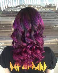 Vibrant Curly Dark Brown To Purple To Magenta Color Melt Ombre Used Redken City Beats And Ph Bonder Bright Hair Don T Magenta Hair Hair Color Plum Hair Color