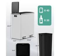 Trash Can, Stainless Steel Kitchen Garbage Can, Compartment Classified  Rubbish Bin, Recycle Dustbin w/Plastic Inner Buckets, Soft-Close Lid,  Airtight