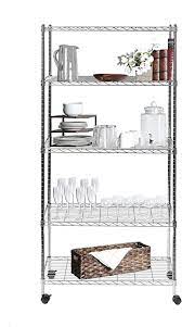 Metal kitchen shelves w\/ wheels and rims. Amazon Com Seville Classics 5 Tier Steel Wire Shelving With Wheels 30 W X 14 D Chrome Everything Else