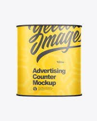 Advertising Counter Mockup Front View In Indoor Advertising Mockups On Yellow Images Object Mockups Mockup Free Psd Free Logo Mockup Psd Mockup