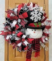 Christmas Wreath Snowman Wreath Christmas Wreath For Front Etsy Christmas Wreaths Christmas Mesh Wreaths Xmas Wreaths