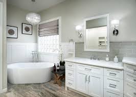 A bathroom backsplash is more than just a standard contrivance of cleanliness, but a chance to upgrade your bathroom in a subtle fashion that is just as impossible to ignore. Contemporary White Master Bathroom With Soaking Tub And Glass Subway Tile Backsplash Hgtv