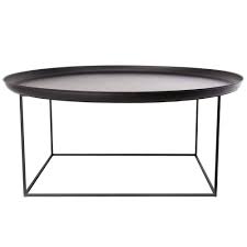 Norr11 Duke Coffee Table L Large Round Spun Metal Coffee Table With Metal Frame And Removable Tra Coffee Table Contemporary Coffee Table Large Coffee Tables