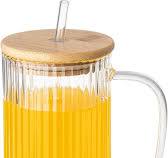 Amazon.com | MOQRUAO 32oz Glass Tumbler Ribbed Glass Cup ...